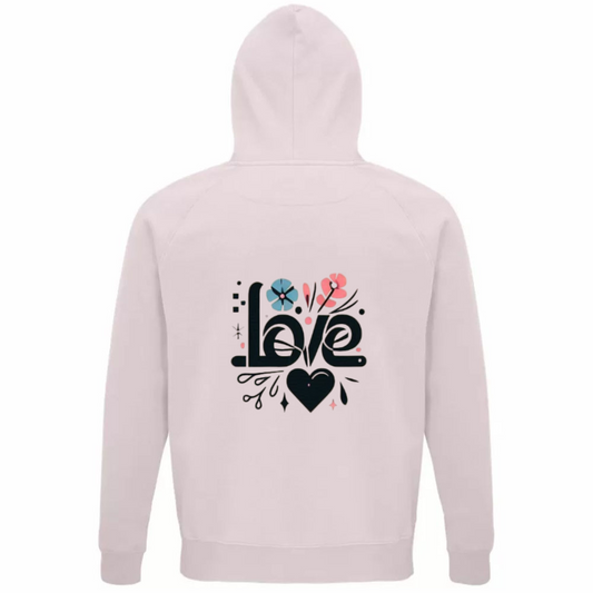 Felpa organica donna "LOVE" con cappuccio
