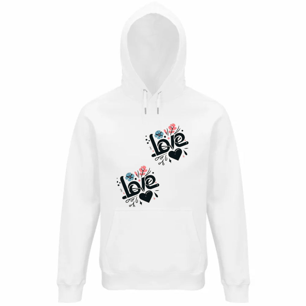 Felpa organica donna "LOVE" con cappuccio