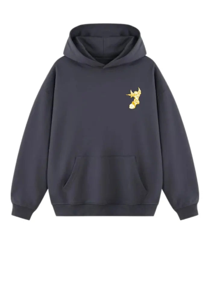 Felpa con cappuccio nera 100% cotone Boxy Fit Wild & Free