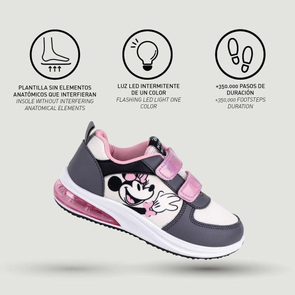 SCARPE SPORTIVE CON LED MINNIE MOUSE VELCRO