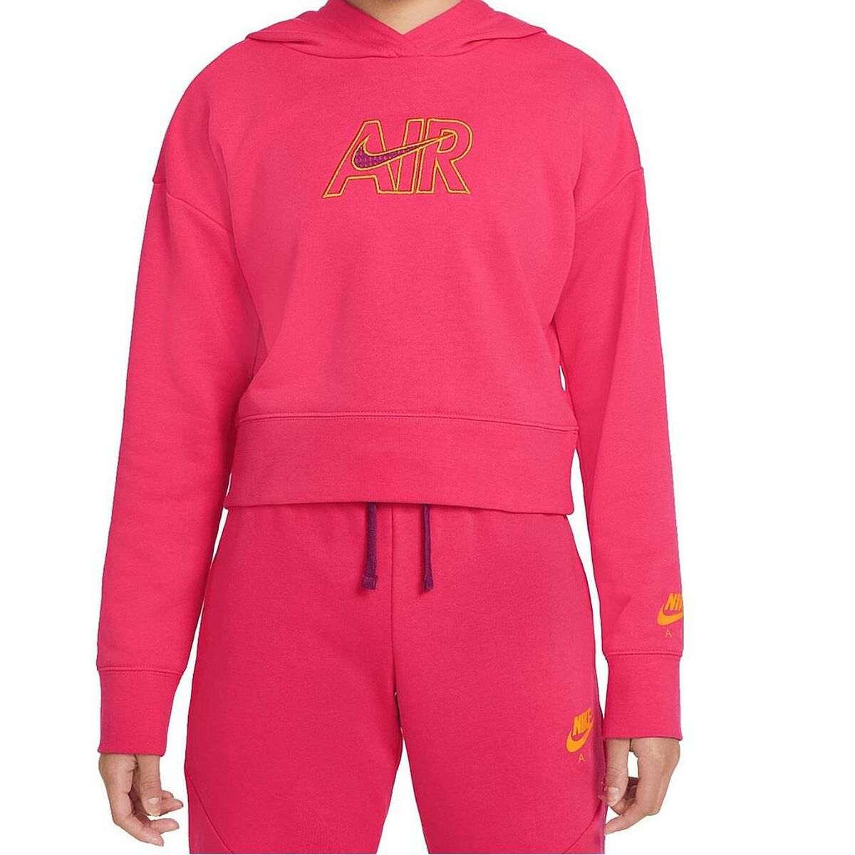 Felpa con Cappuccio da Bambina Nike CROP Rosa