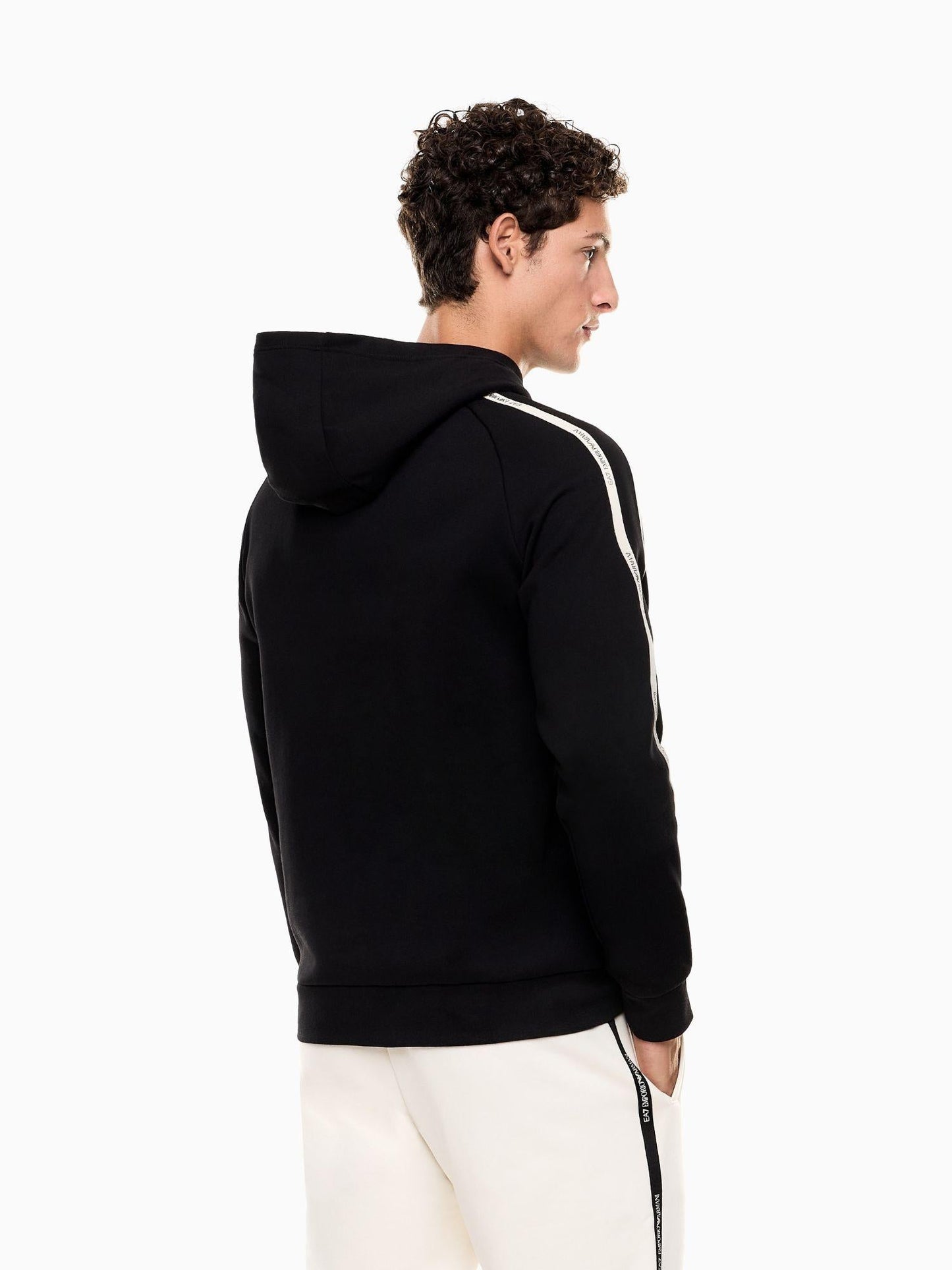 EA7 Emporio Armani Felpa con cappuccio Logo Series in misto cotone Uomo Nero