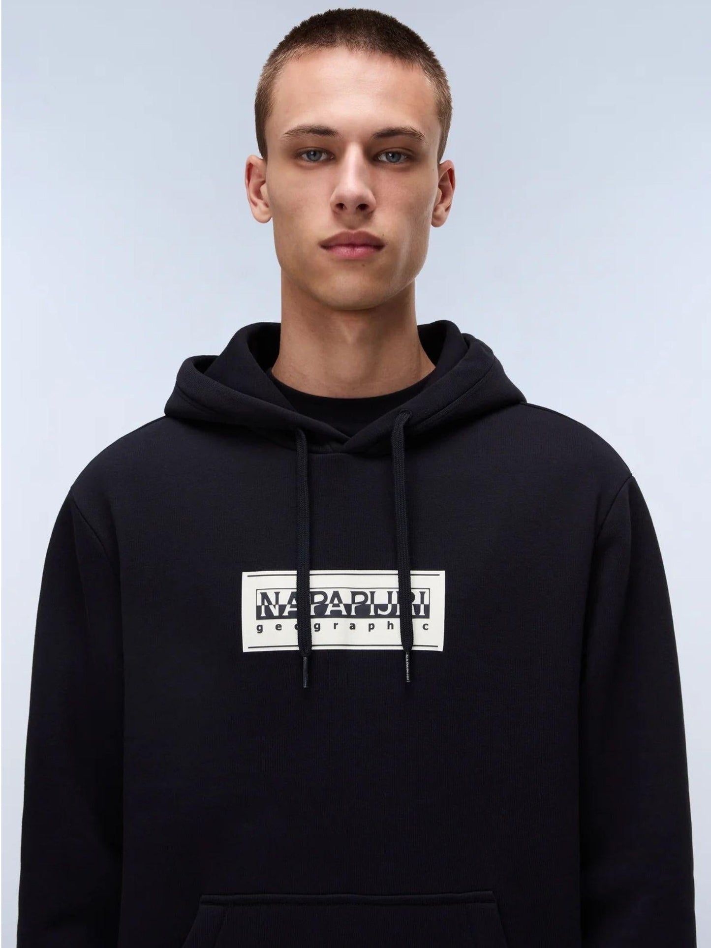 Napapijri Felpa con Cappuccio Box Logo Uomo Nero