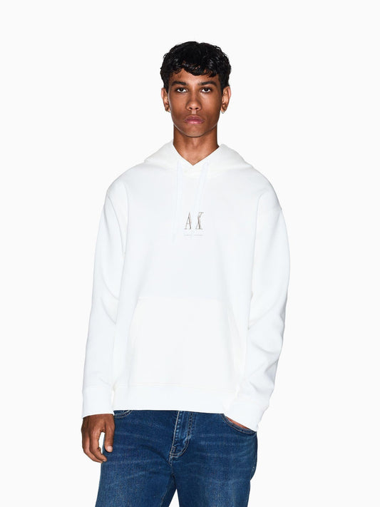 Armani Exchange Felpa con cappuccio con logo ricamato Uomo Bianco