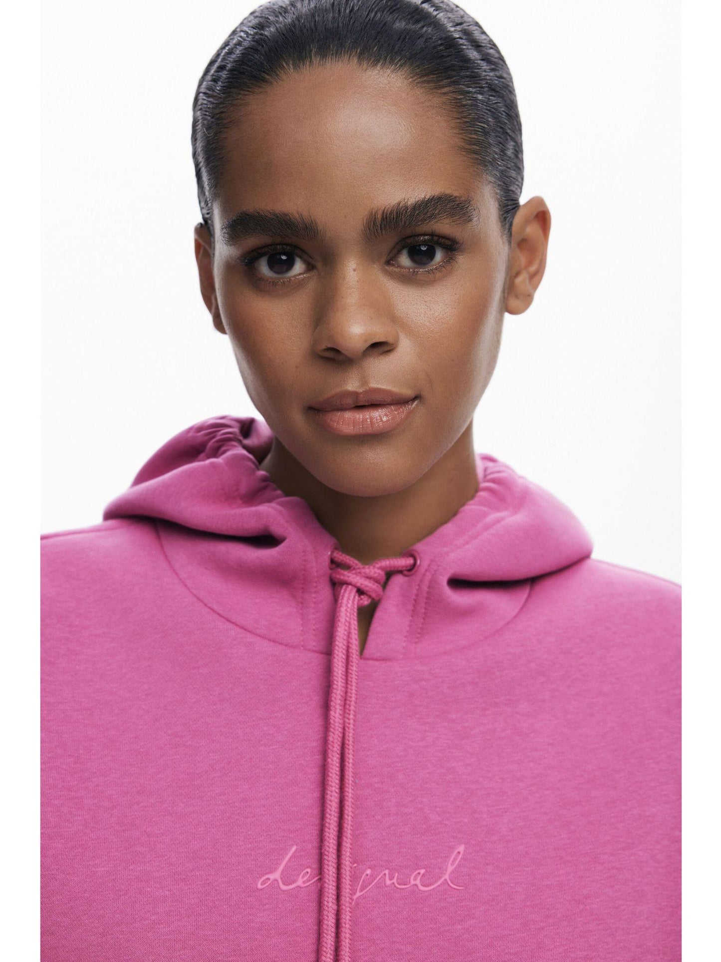 Desigual Felpa con cappuccio e logo Donna Rosa