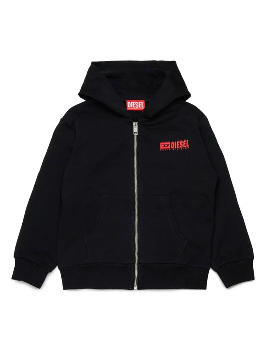 Diesel felpa Bambino con zip e con cappuccio nera